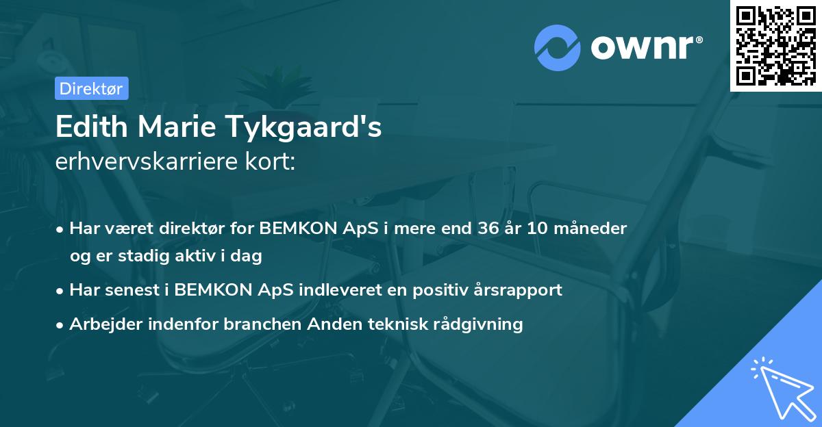 Edith Marie Tykgaard's erhvervskarriere kort