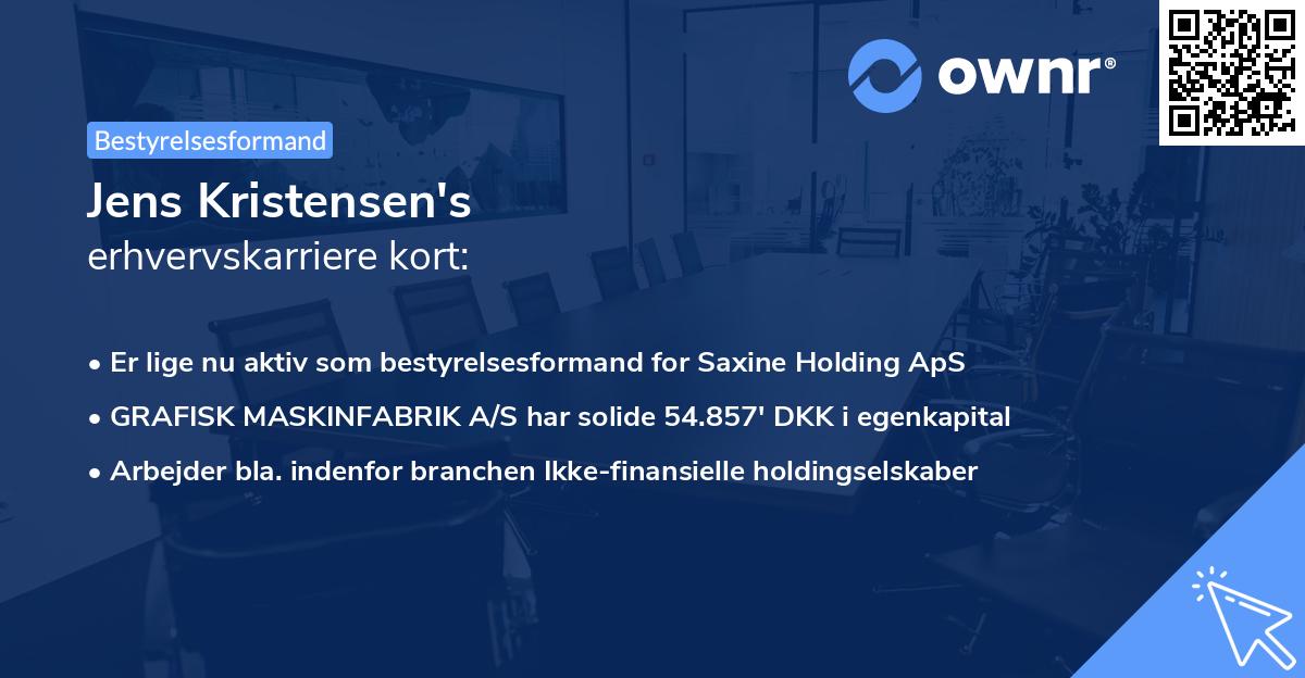 Jens Kristensen's erhvervskarriere kort