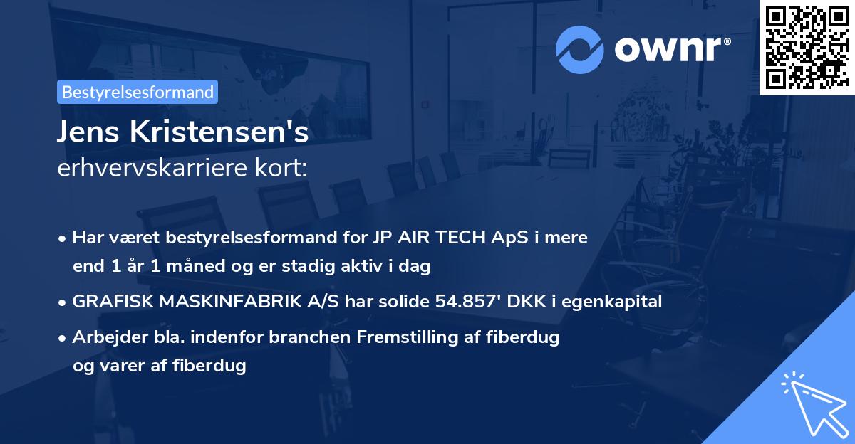 Jens Kristensen's erhvervskarriere kort