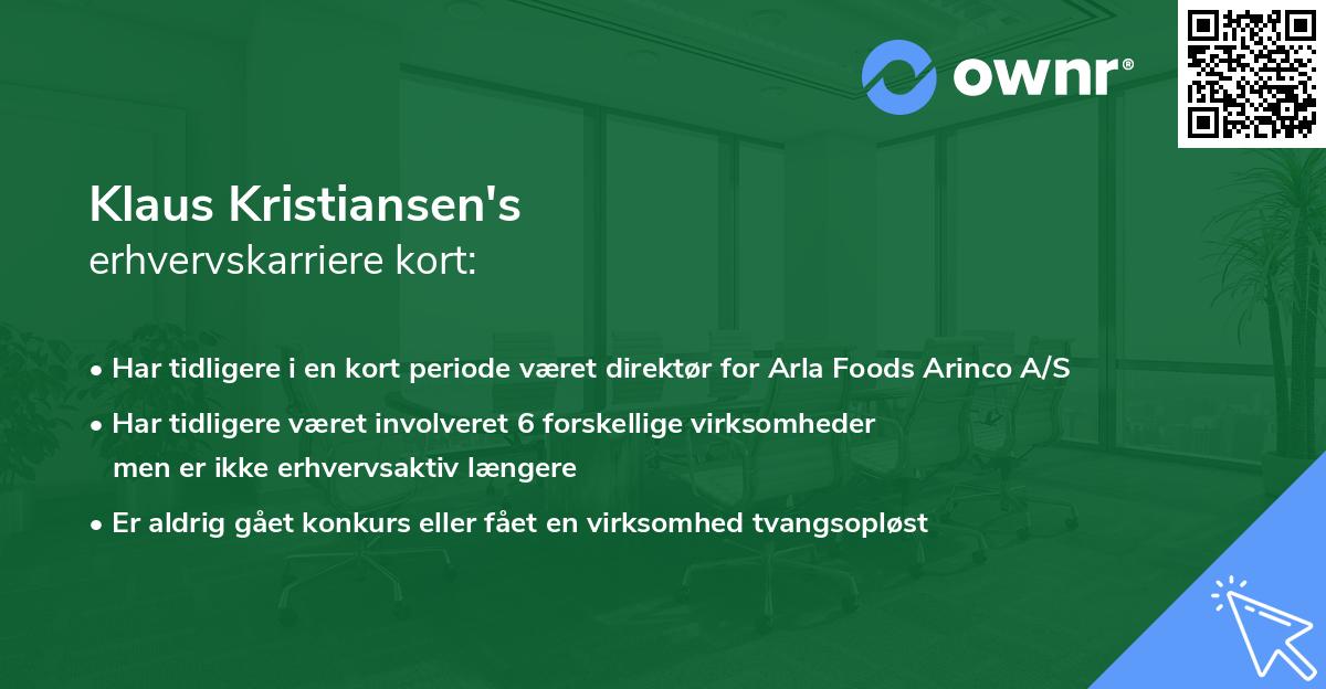Klaus Kristiansen's erhvervskarriere kort