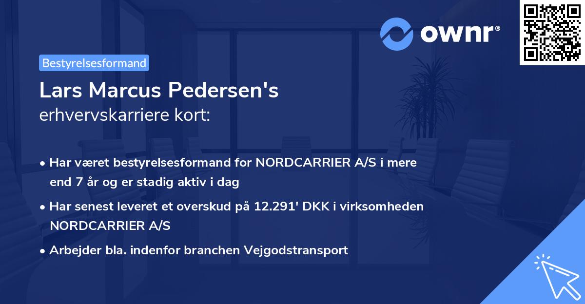 Lars Marcus Pedersen's erhvervskarriere kort