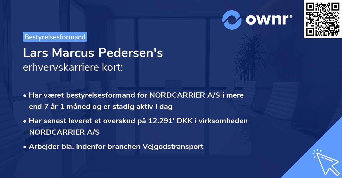 Lars Marcus Pedersen's erhvervskarriere kort