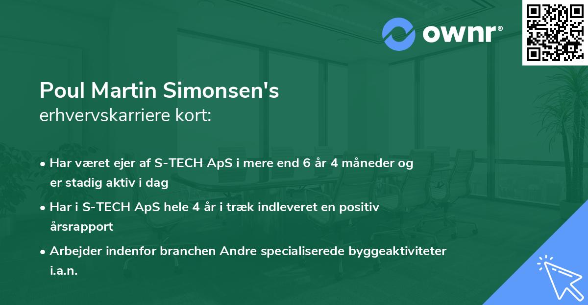 Poul Martin Simonsen's erhvervskarriere kort