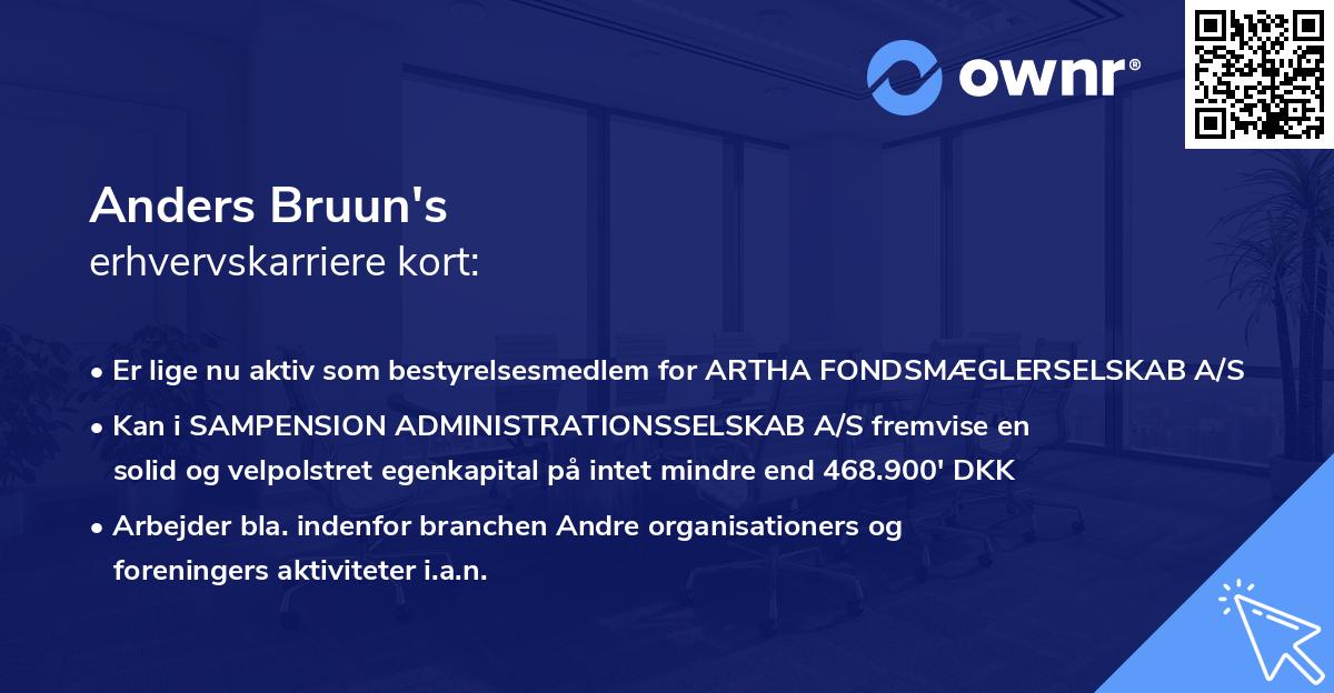 Anders Bruun's erhvervskarriere kort