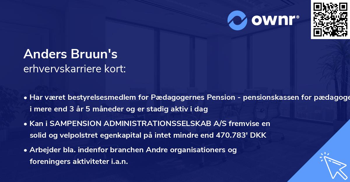 Anders Bruun's erhvervskarriere kort