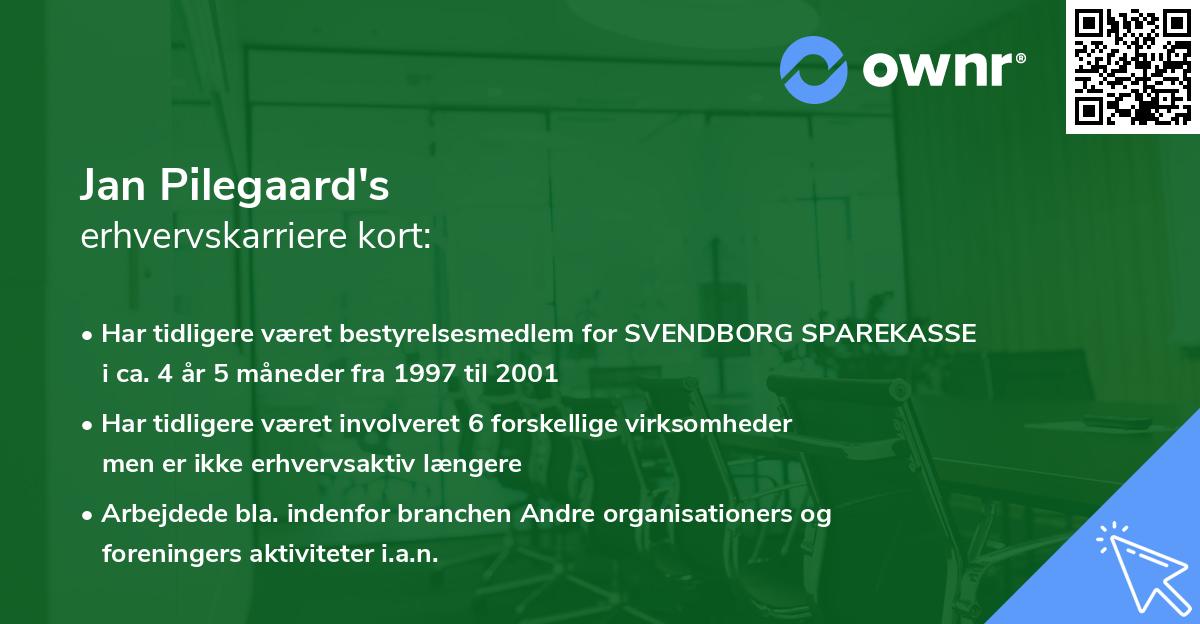 Jan Pilegaard's erhvervskarriere kort