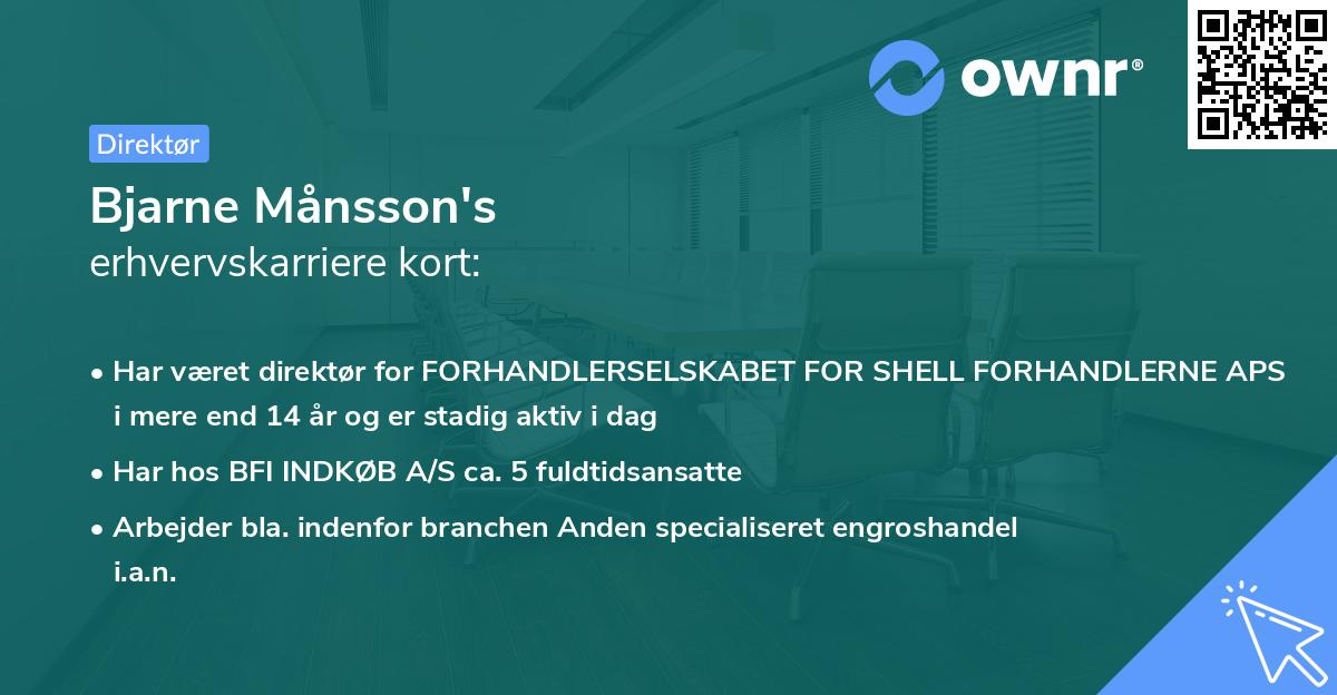 Bjarne Månsson's erhvervskarriere kort