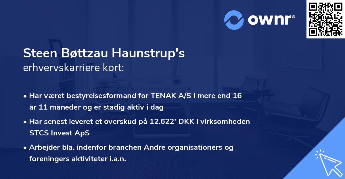 Steen Bøttzau Haunstrup's erhvervskarriere kort