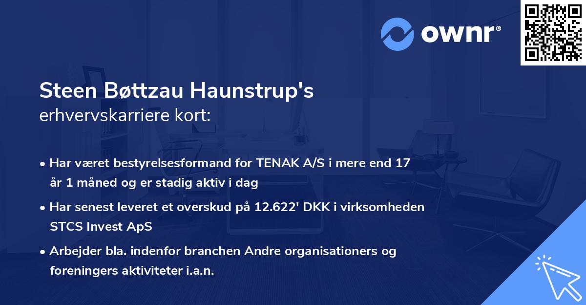 Steen Bøttzau Haunstrup's erhvervskarriere kort