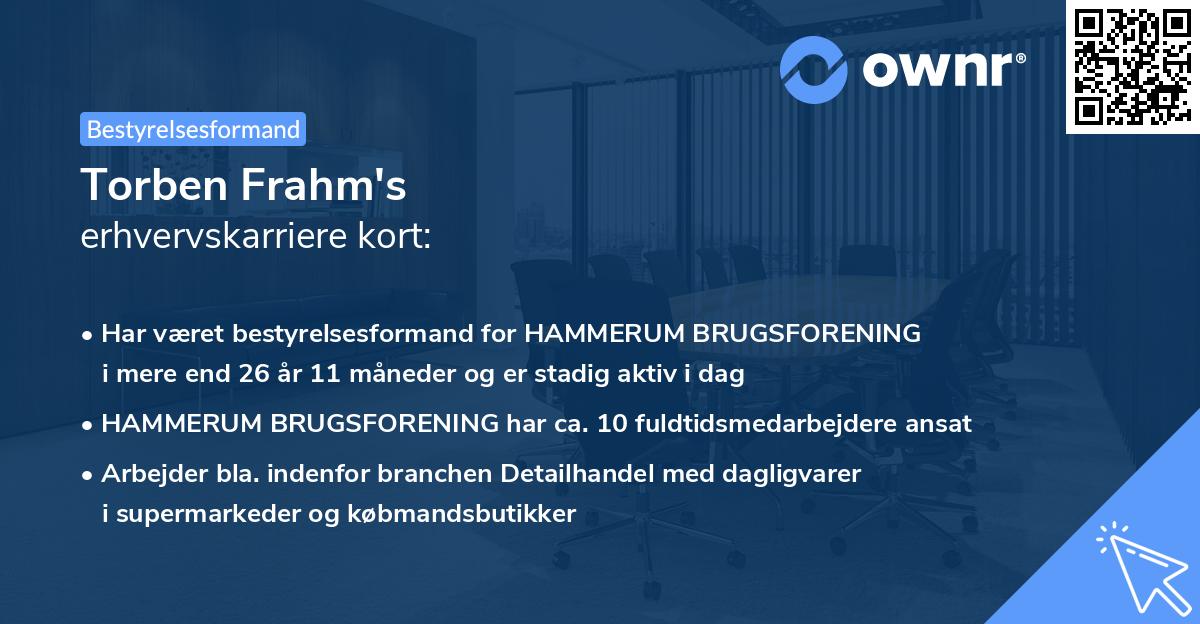 Torben Frahm's erhvervskarriere kort