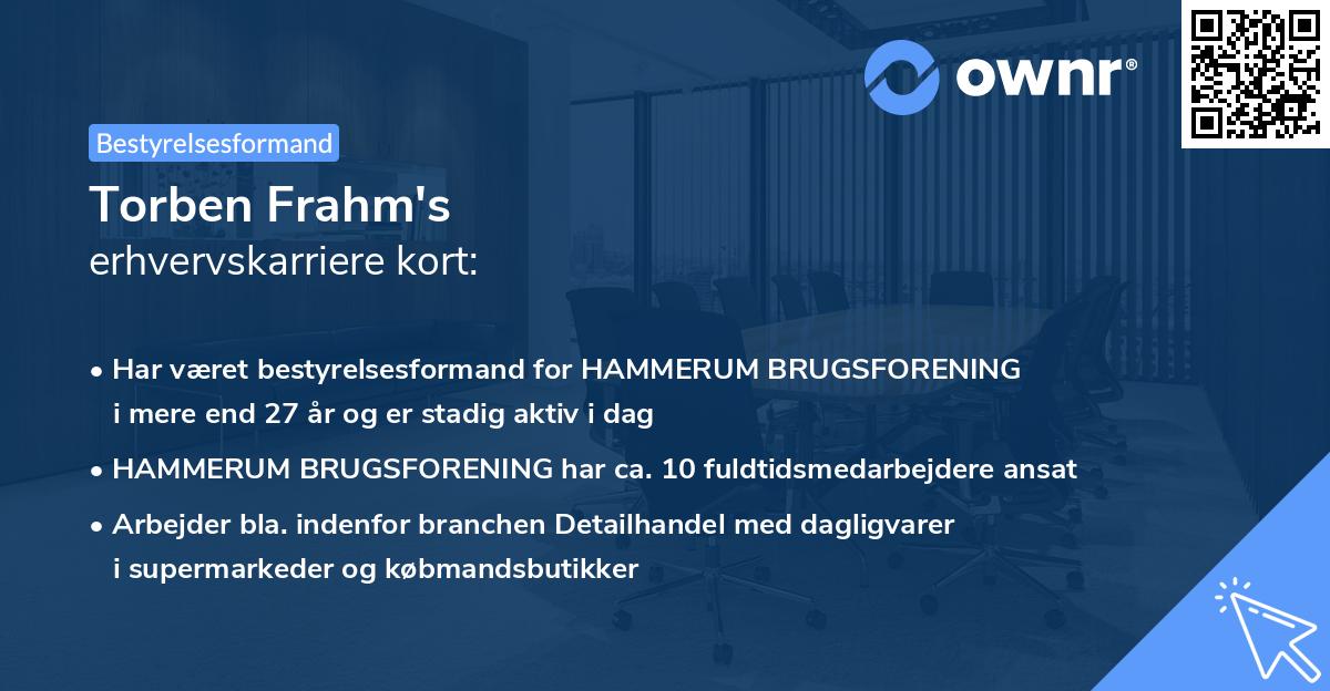 Torben Frahm's erhvervskarriere kort