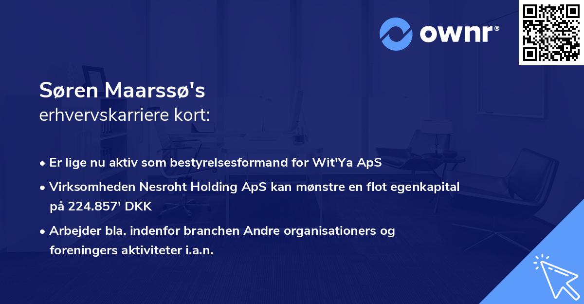 Søren Maarssø's erhvervskarriere kort