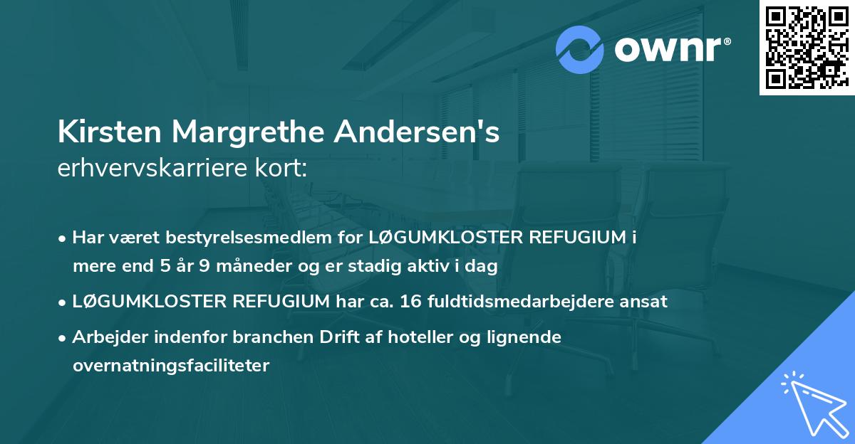 Kirsten Margrethe Andersen's erhvervskarriere kort