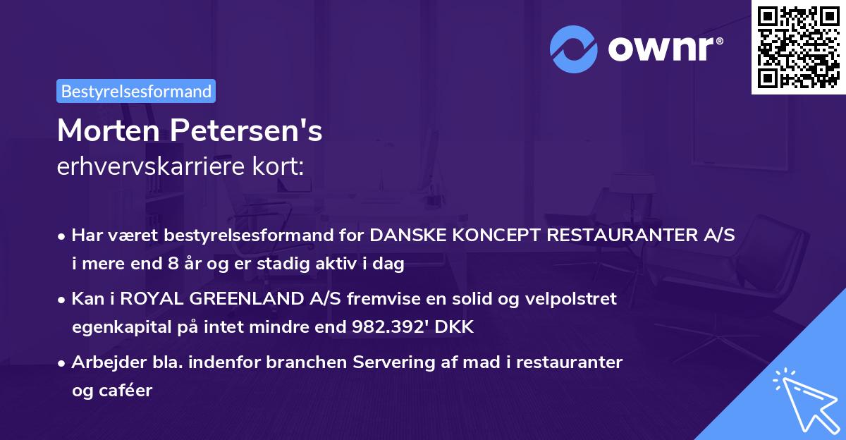 Morten Petersen's erhvervskarriere kort