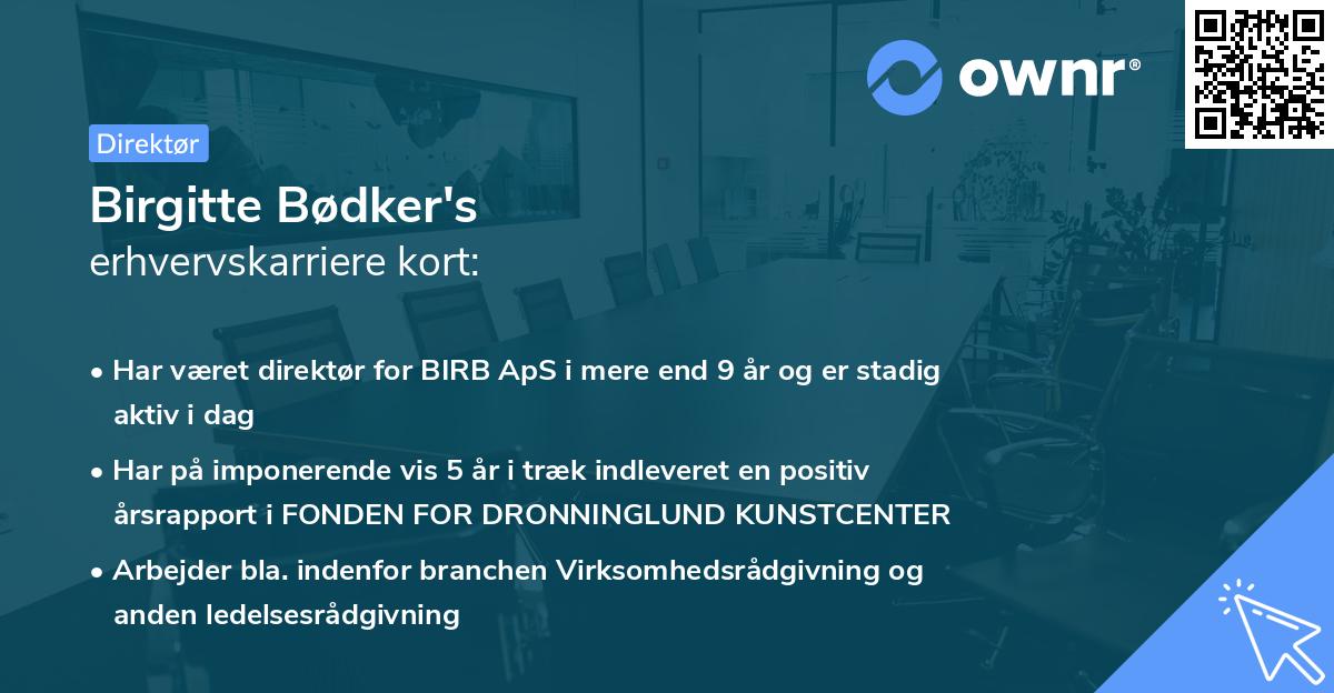 Birgitte Bødker's erhvervskarriere kort