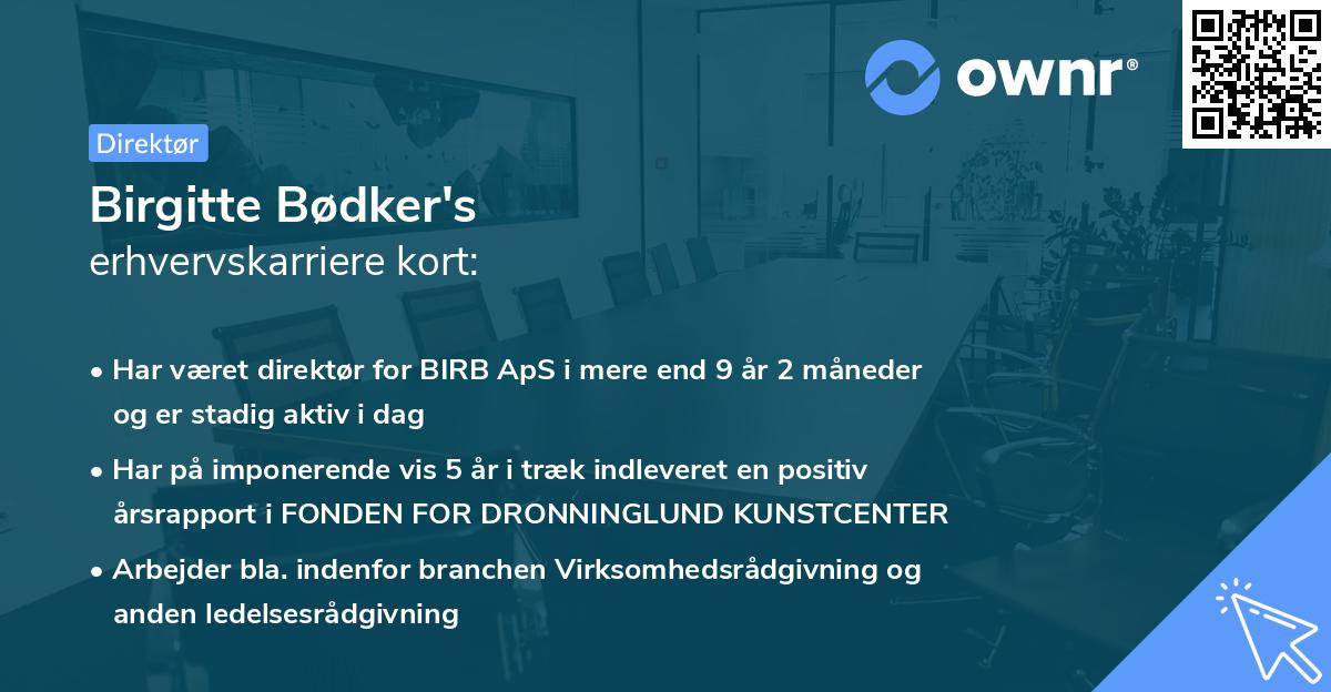 Birgitte Bødker's erhvervskarriere kort