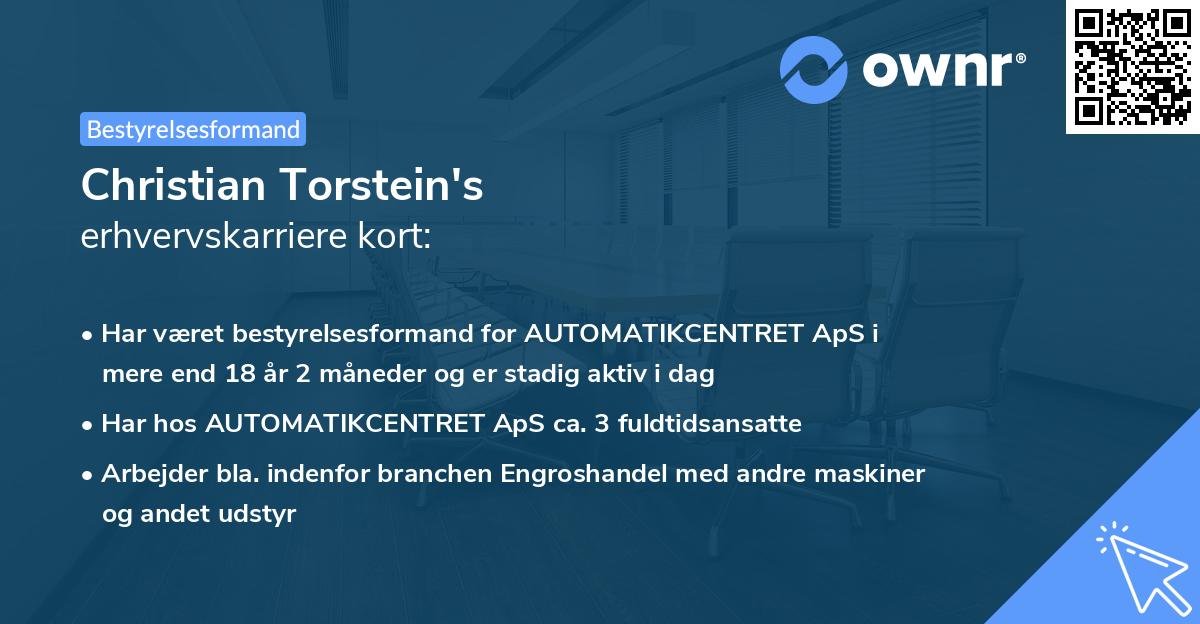 Christian Torstein's erhvervskarriere kort