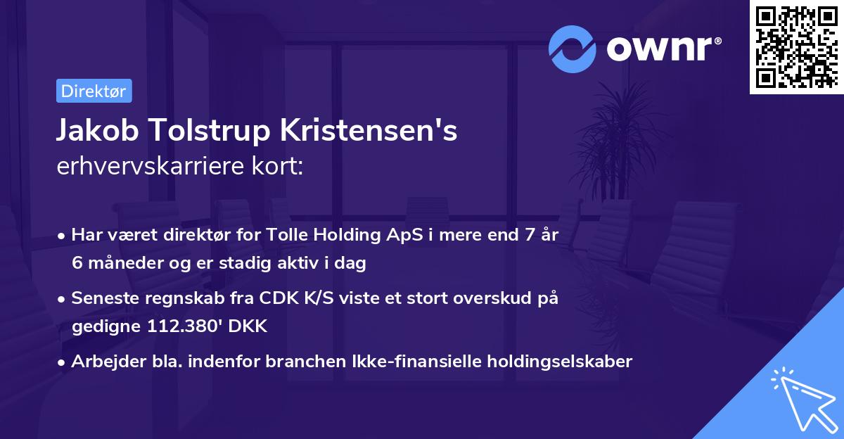 Jakob Tolstrup Kristensen's erhvervskarriere kort