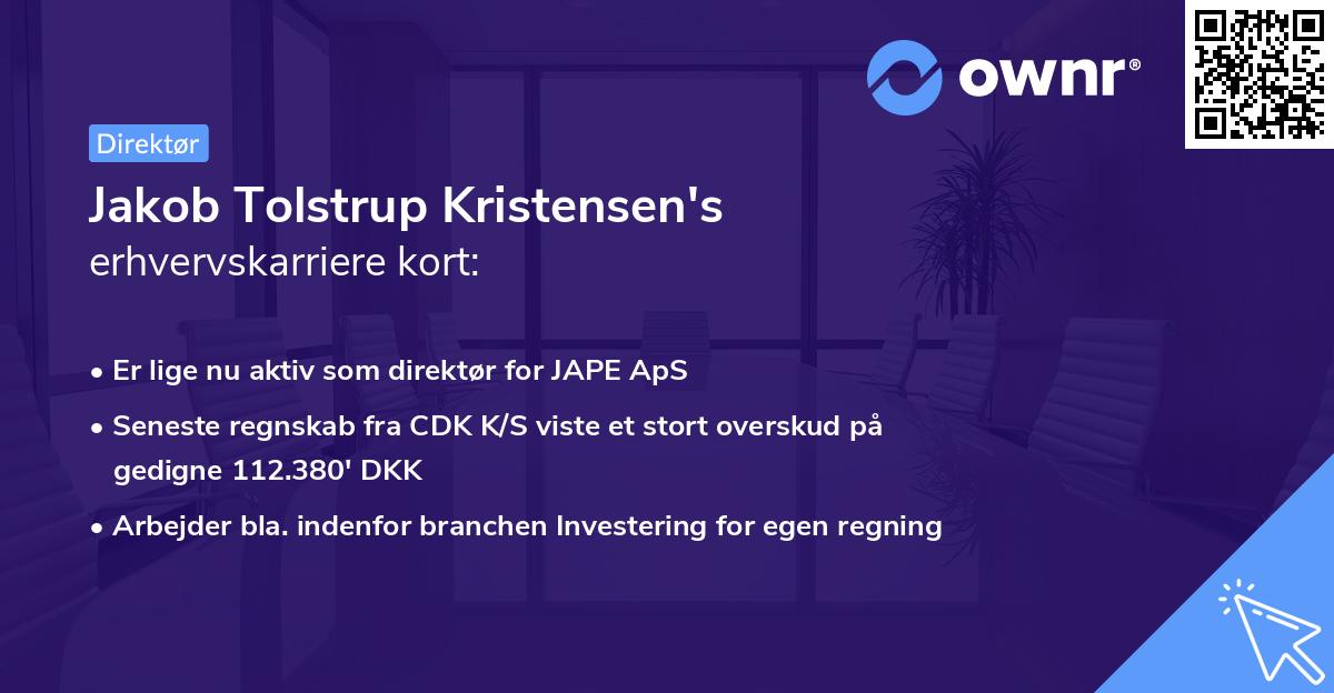 Jakob Tolstrup Kristensen's erhvervskarriere kort
