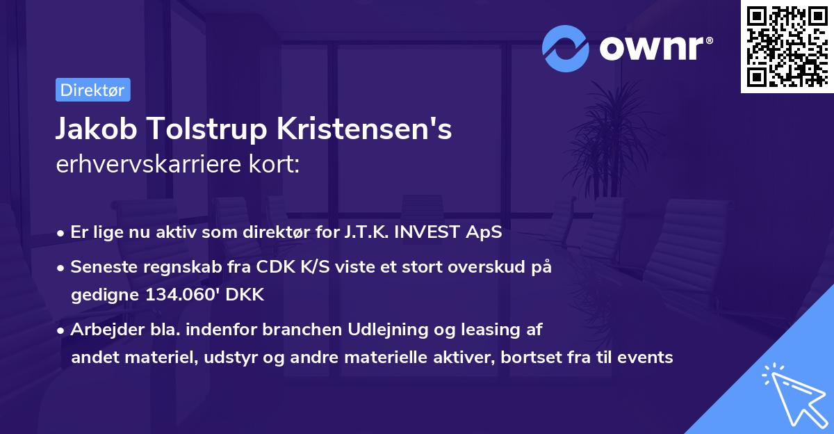 Jakob Tolstrup Kristensen's erhvervskarriere kort