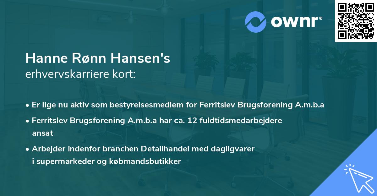 Hanne Rønn Hansen's erhvervskarriere kort