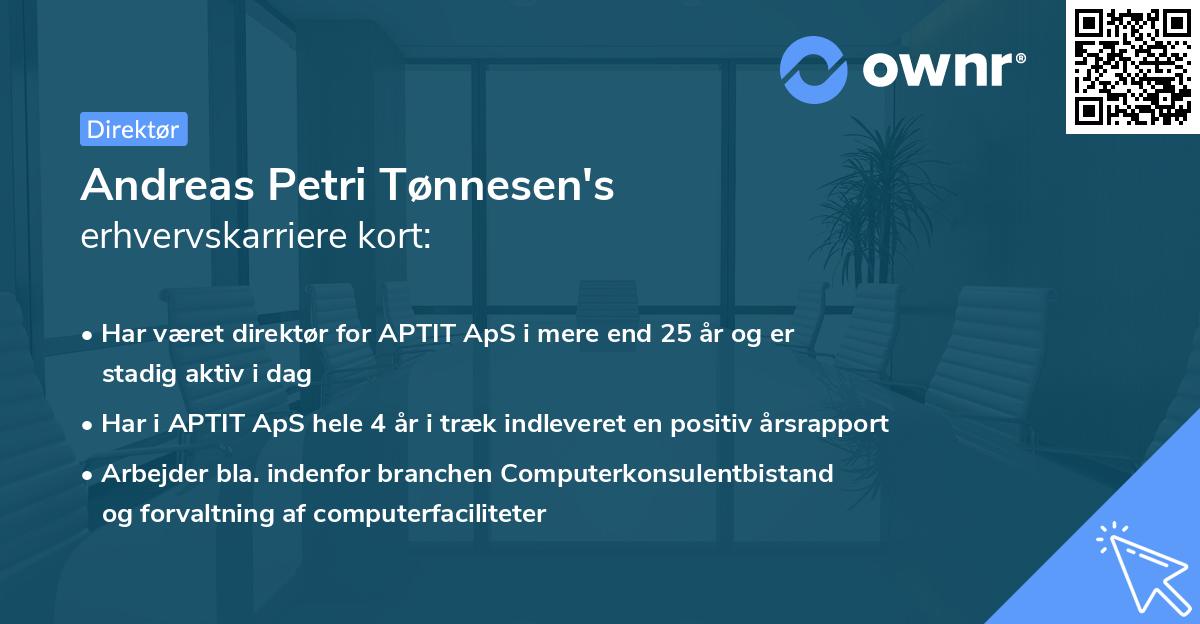 Andreas Petri Tønnesen's erhvervskarriere kort