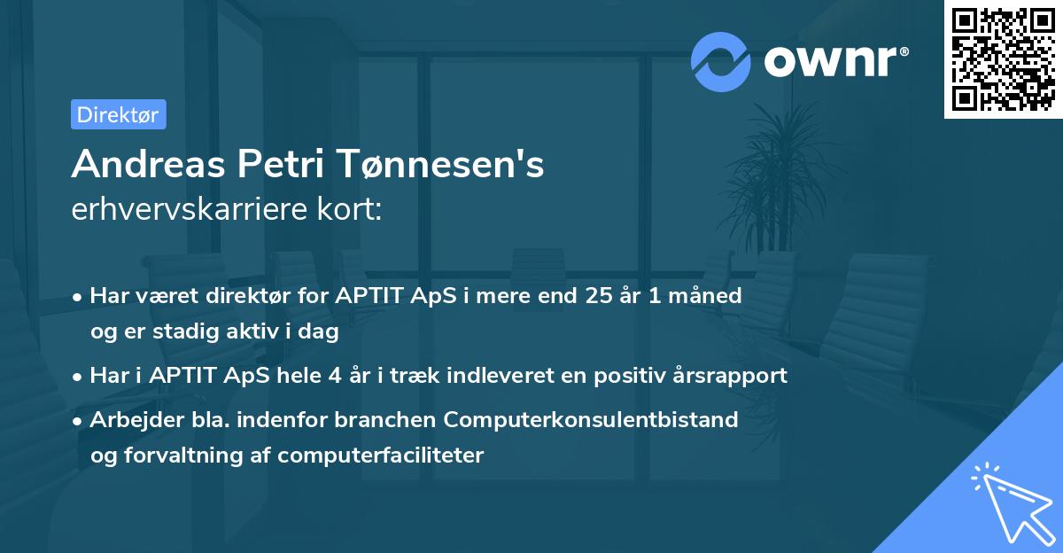 Andreas Petri Tønnesen's erhvervskarriere kort