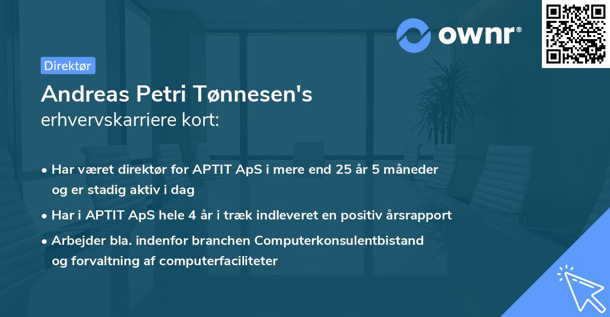 Andreas Petri Tønnesen's erhvervskarriere kort