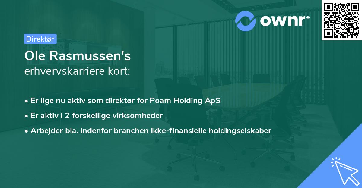 Ole Rasmussen's erhvervskarriere kort
