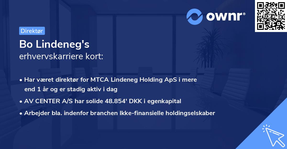 Bo Lindeneg's erhvervskarriere kort