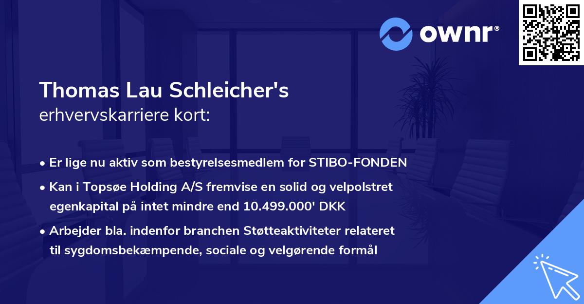 Thomas Lau Schleicher's erhvervskarriere kort