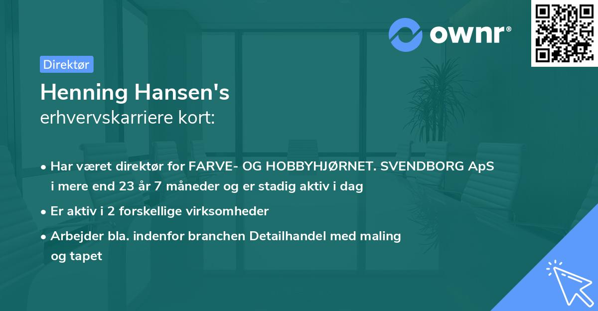 Henning Hansen's erhvervskarriere kort
