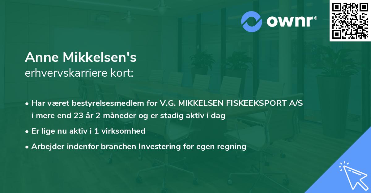 Anne Mikkelsen's erhvervskarriere kort