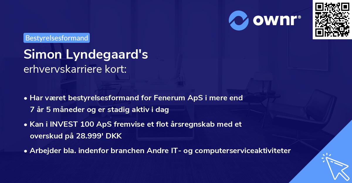 Simon Lyndegaard's erhvervskarriere kort