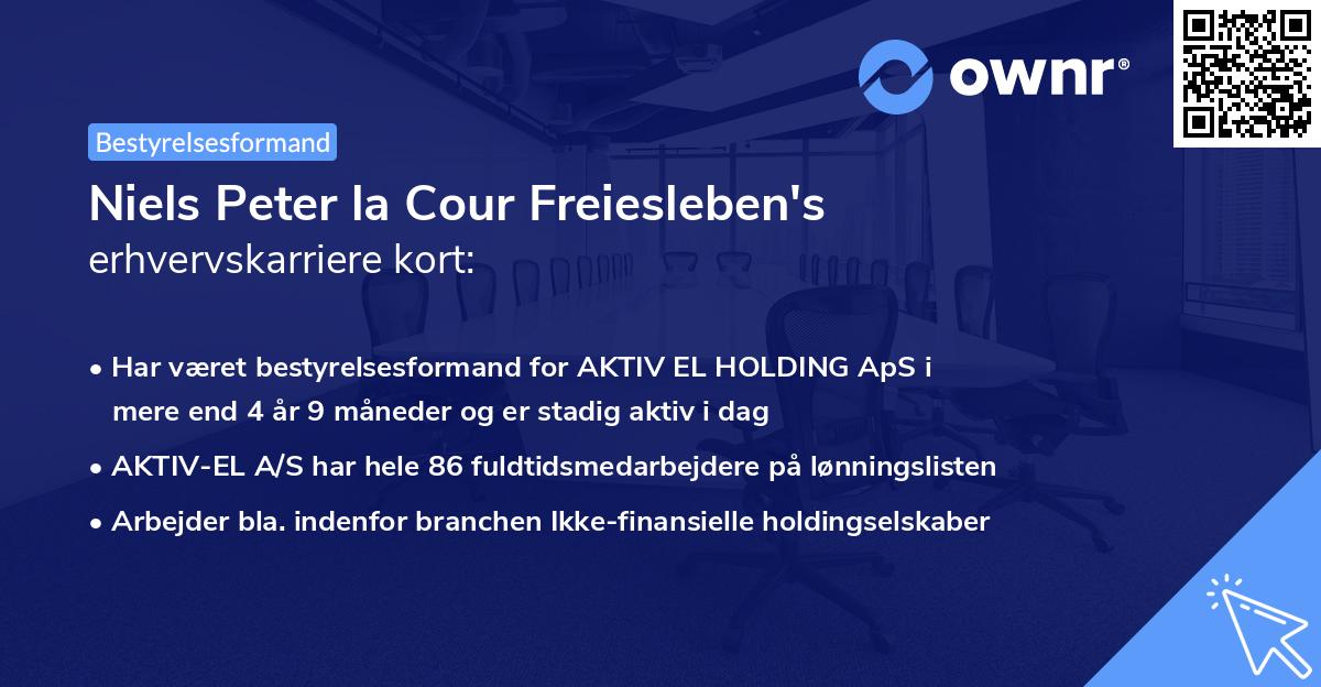 Niels Peter la Cour Freiesleben's erhvervskarriere kort