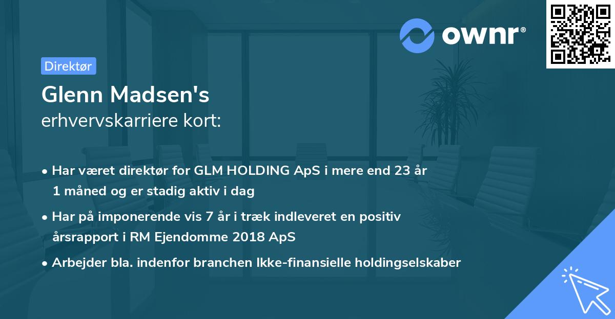 Glenn Madsen's erhvervskarriere kort