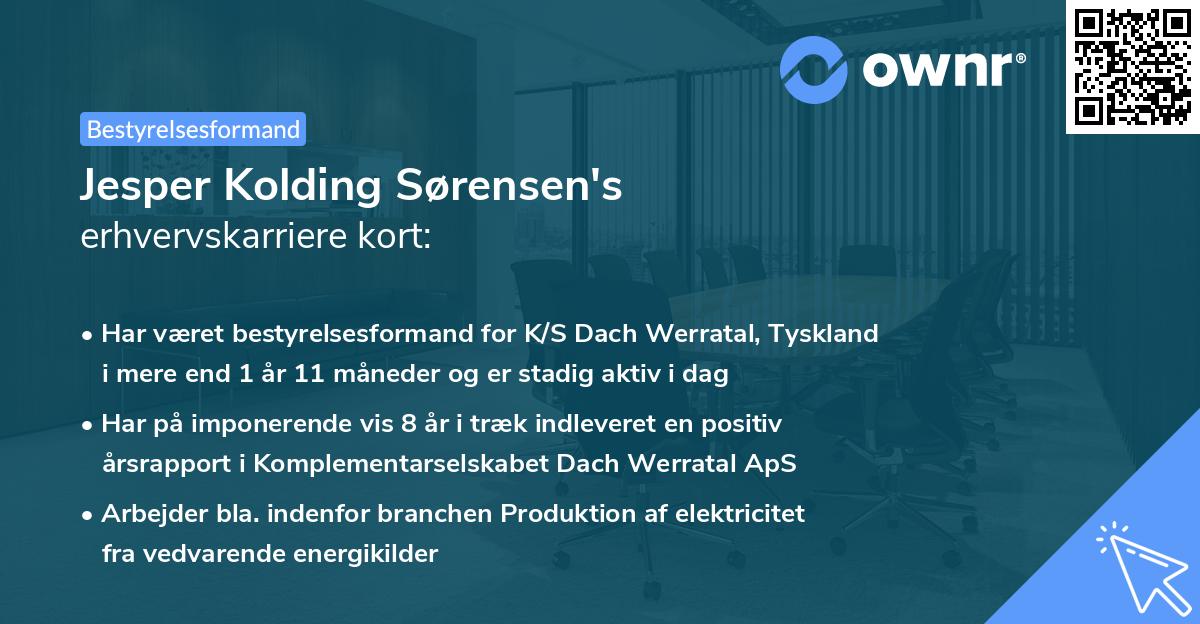 Jesper Kolding Sørensen's erhvervskarriere kort