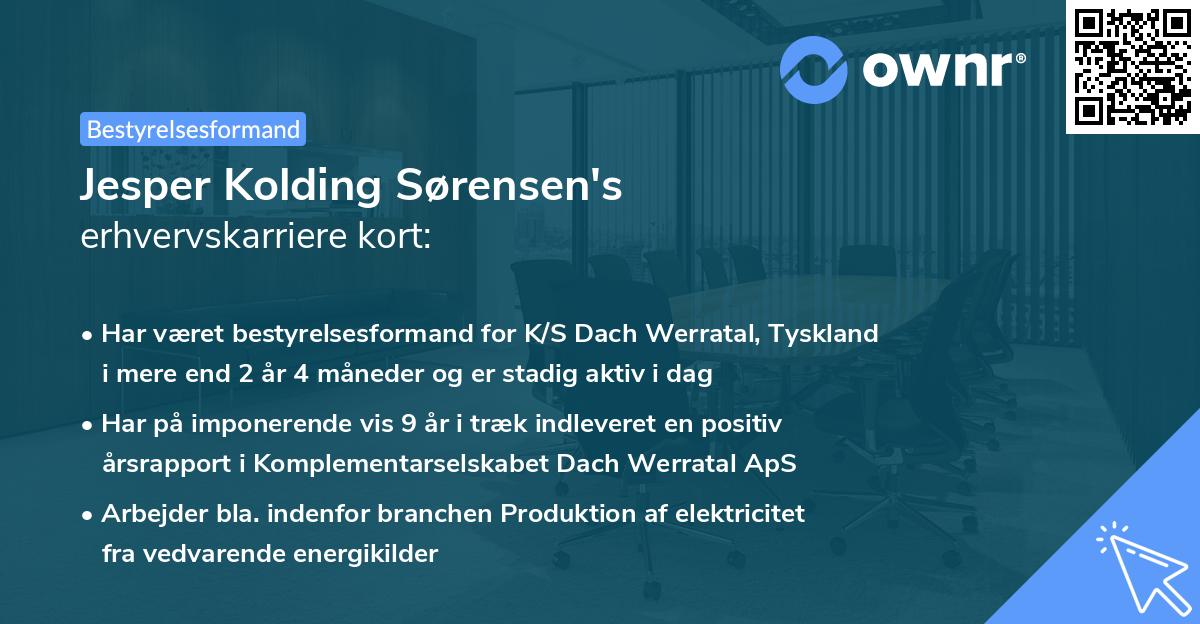 Jesper Kolding Sørensen's erhvervskarriere kort