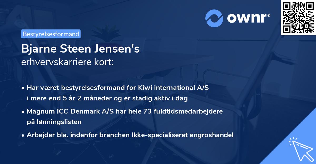 Bjarne Steen Jensen's erhvervskarriere kort