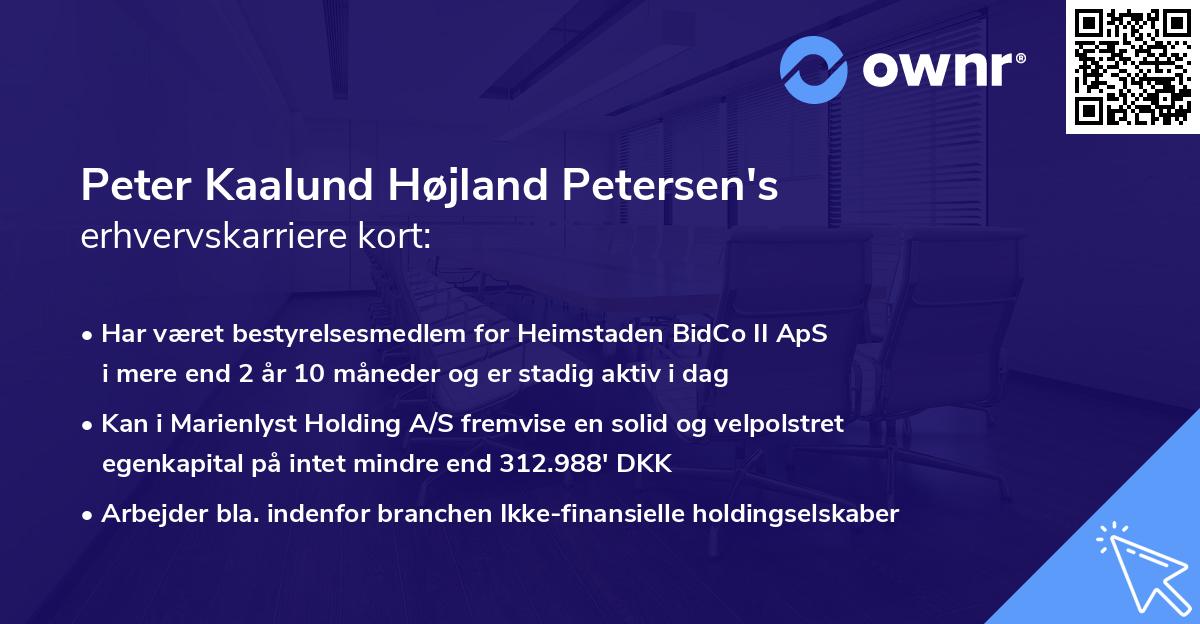 Peter Kaalund Højland Petersen's erhvervskarriere kort