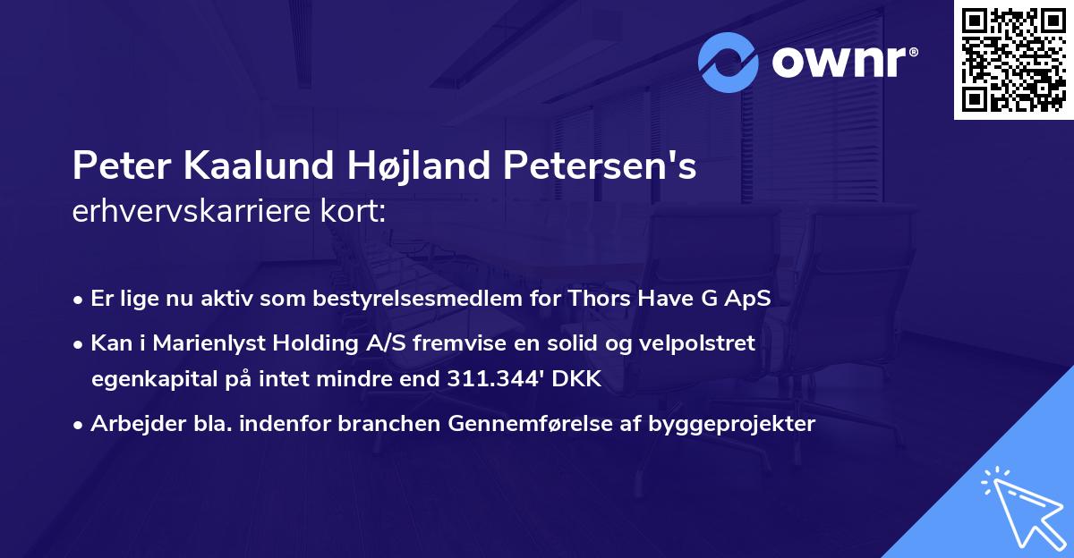 Peter Kaalund Højland Petersen's erhvervskarriere kort