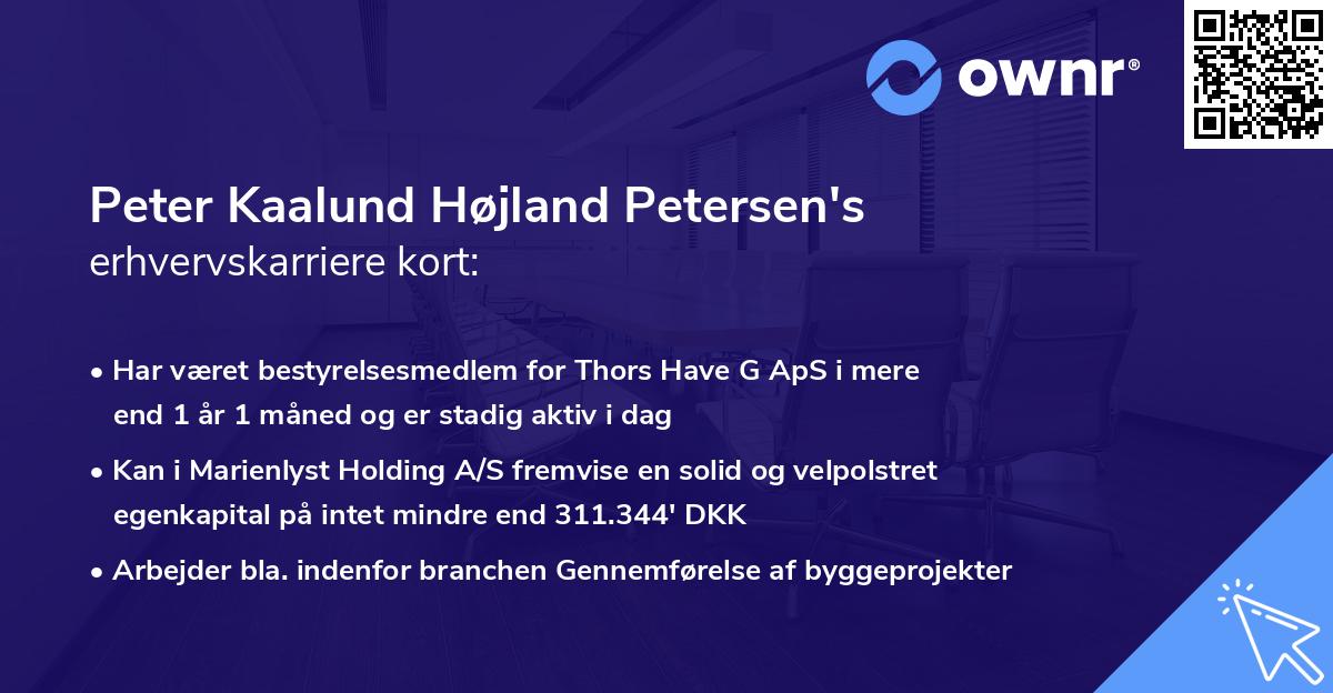 Peter Kaalund Højland Petersen's erhvervskarriere kort