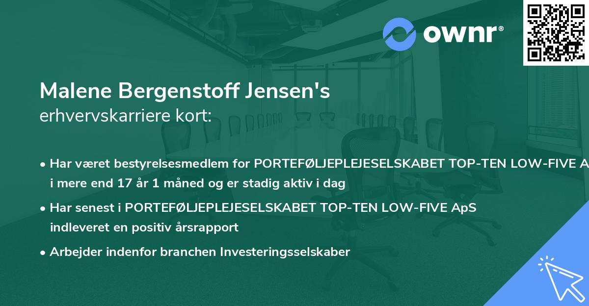 Malene Bergenstoff Jensen's erhvervskarriere kort