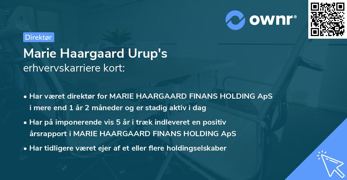 Marie Haargaard Urup's erhvervskarriere kort