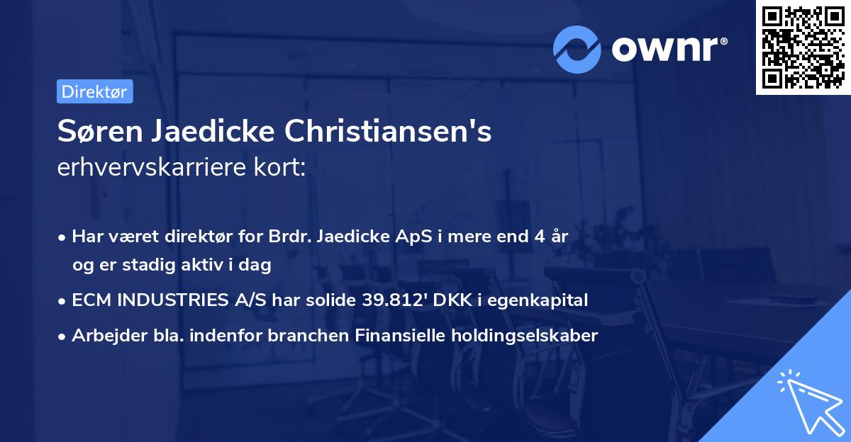 Søren Jaedicke Christiansen's erhvervskarriere kort