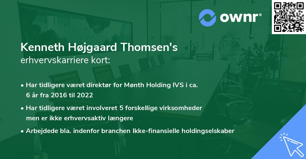 Kenneth Højgaard Thomsen's erhvervskarriere kort