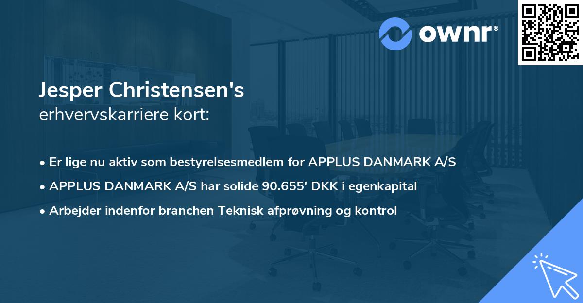 Jesper Christensen's erhvervskarriere kort