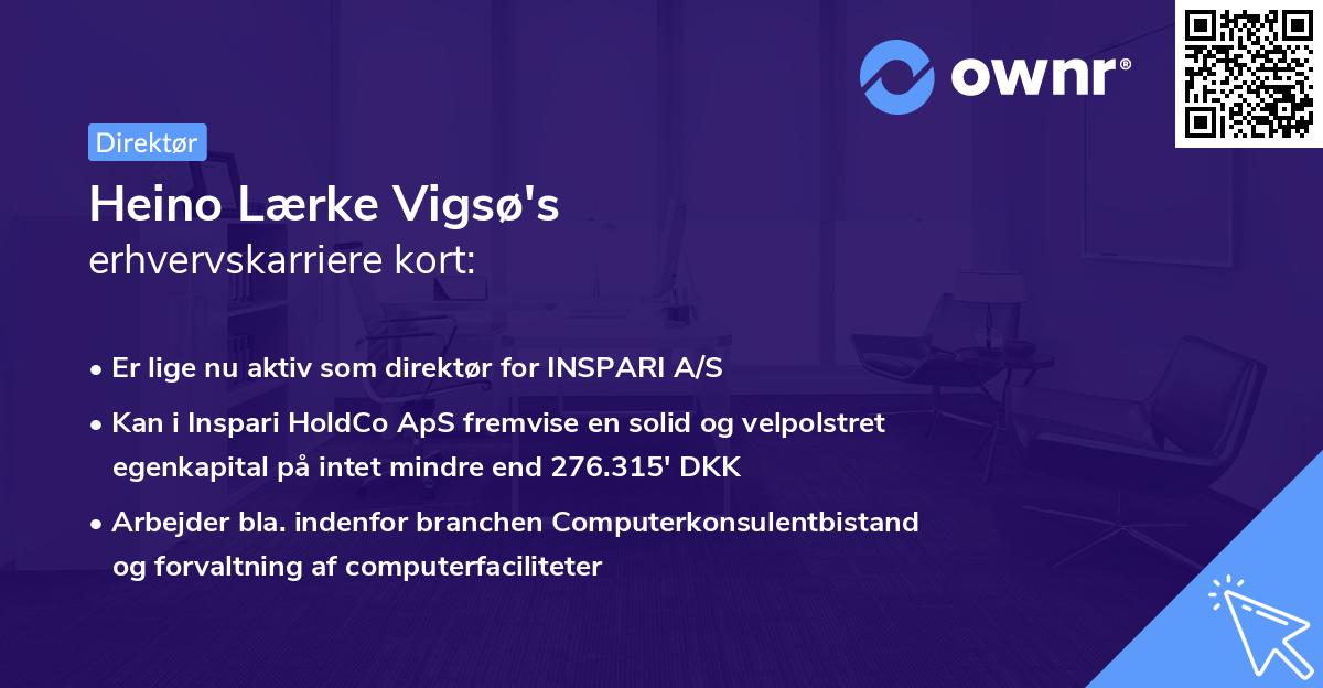 Heino Lærke Vigsø's erhvervskarriere kort