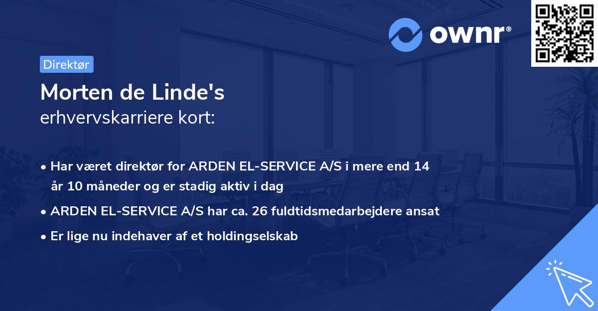 Morten de Linde's erhvervskarriere kort