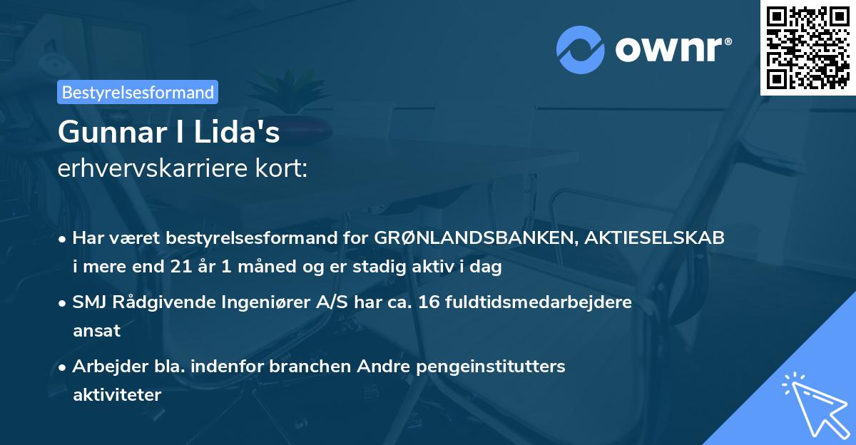 Gunnar I Lida's erhvervskarriere kort
